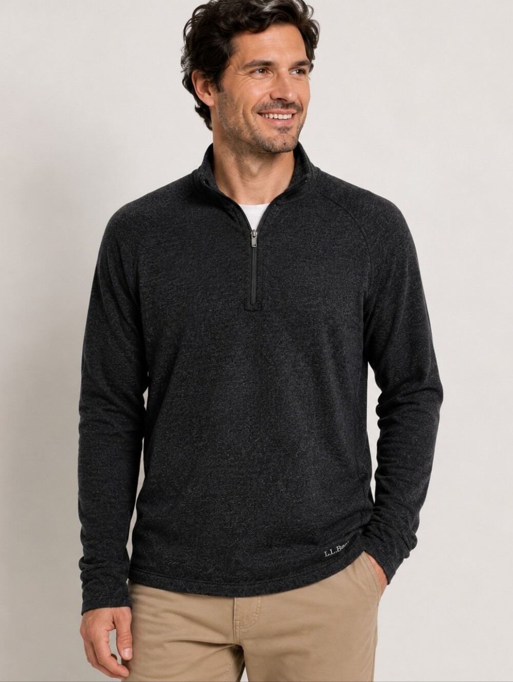 L.L.Bean Midweight 100% Merino Wool 1/4 Zip Pullover XL Regular Charcoal
